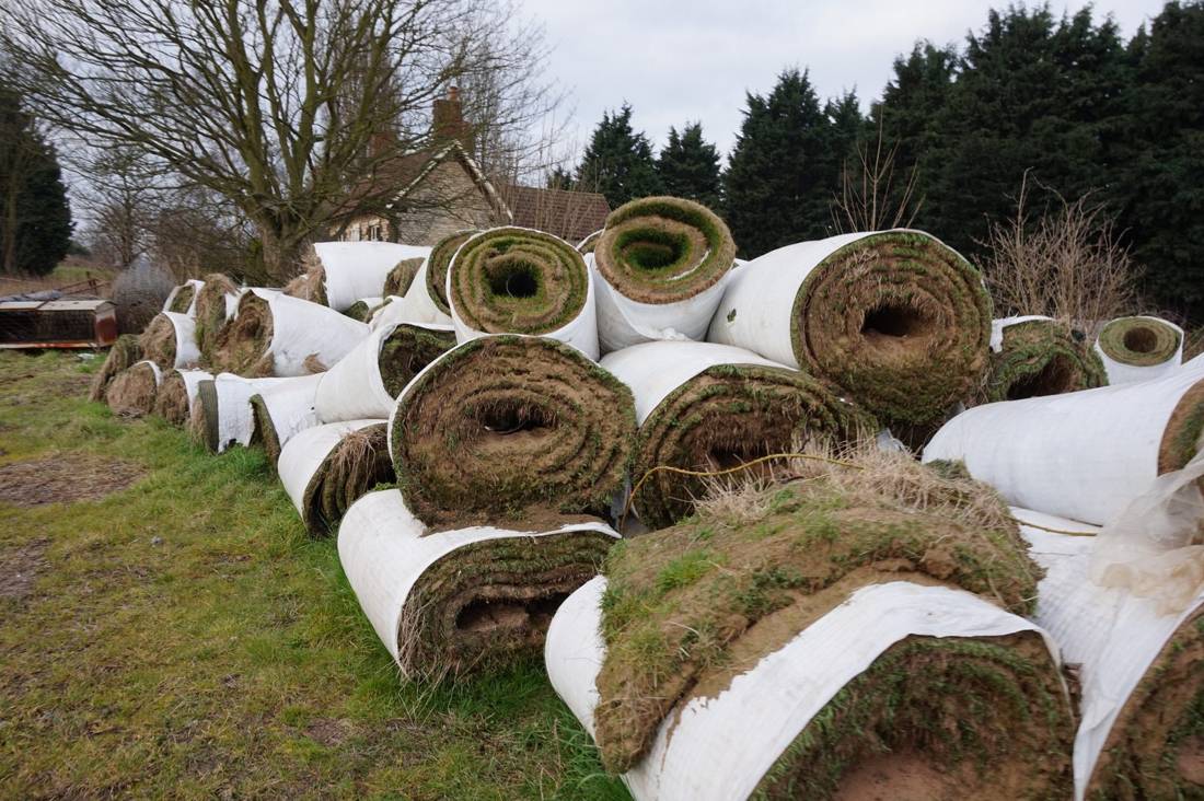 Rolls of fresh turf